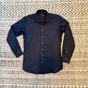 Spier & MacKay Navy 100% Cotton Dress Shirt - 15.5 - Slim - 34